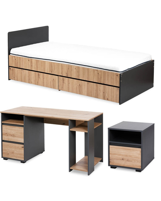 Chambre enfant adolescent avec lit et chevet