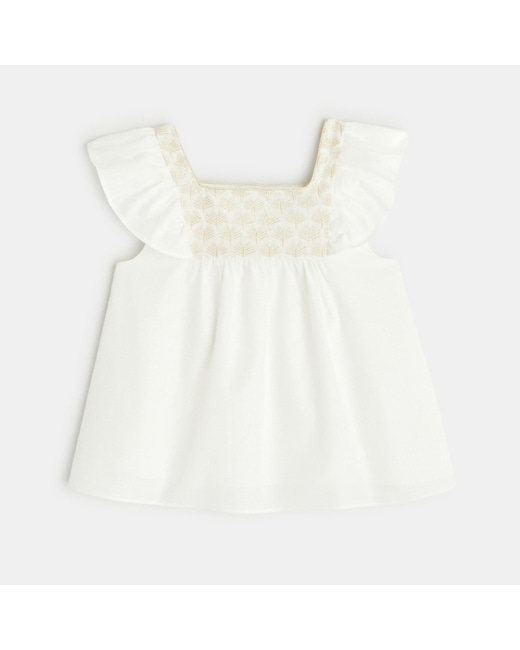 Blouse brodée blanche fille