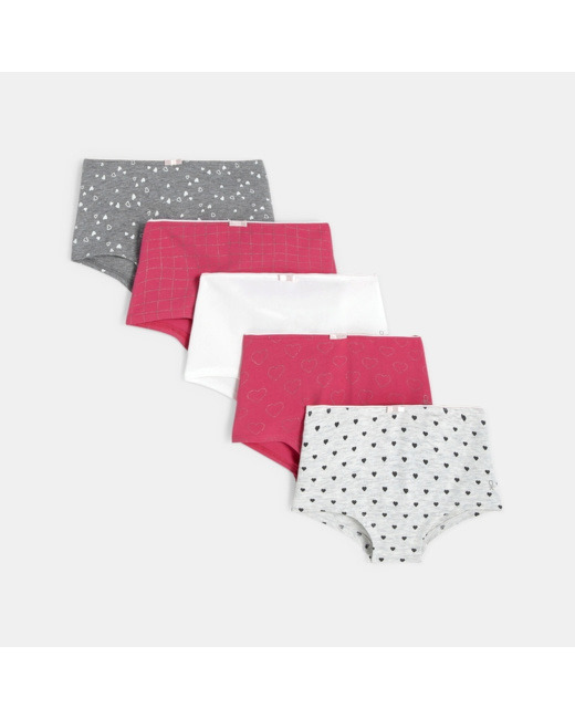 Culottes en coton biologique forme boxer (lot de 5) gris fille