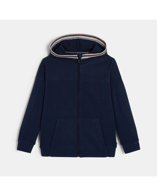 Sweat-shirt zippé à capuche bleu garçon