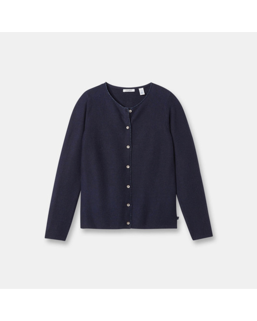 Gilet boutonné bleu fille