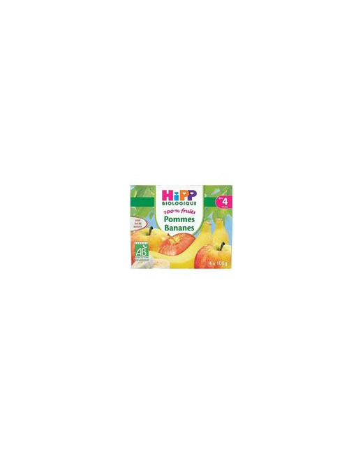 100% Fruits Pommes Bananes - 4 coupelles x 100g - 4 mois