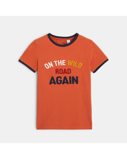 T-shirt "On the wild road again" orange garçon