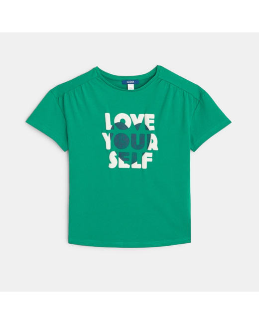 T-shirt message love vert fille