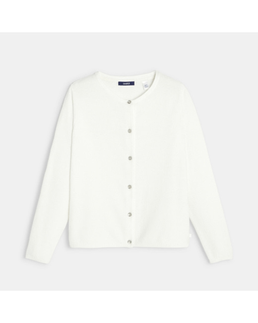 Gilet boutonné blanc fille