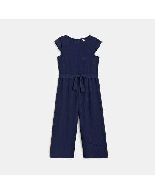 Combinaison-pantalon plissée bleu fille