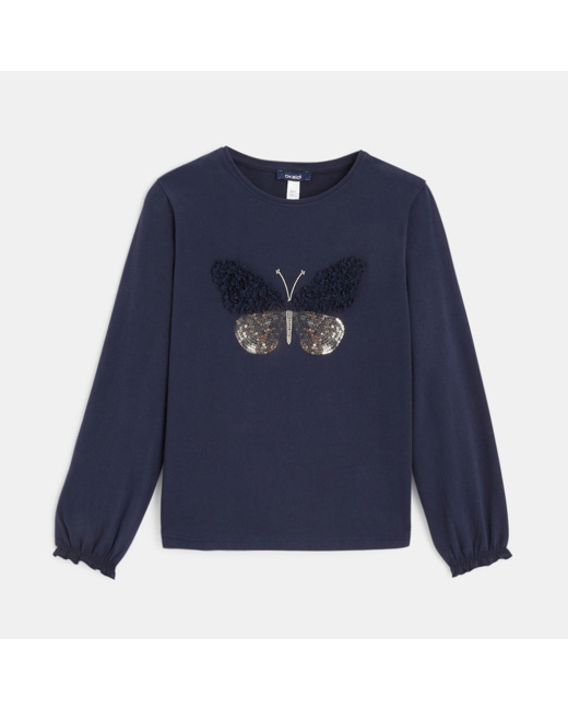 T-shirt à motif papillon bleu fille