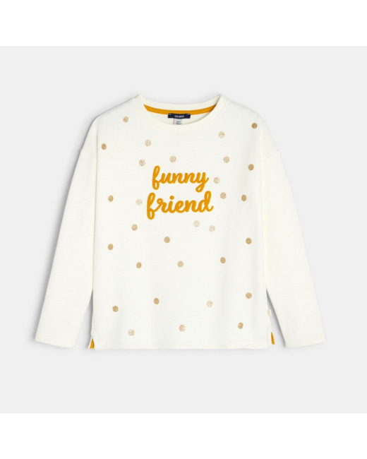 Sweat à pois blanc fille
