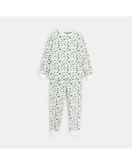 Pyjama 2 pièces en velours motif dinosaures garçon