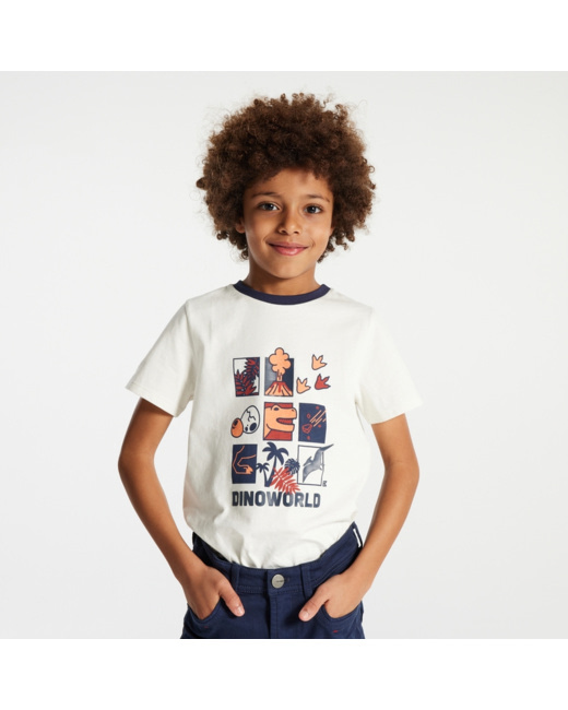 T-shirt motif dinosaure blanc garçon