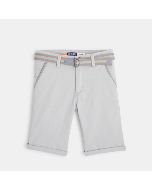 Bermuda stretch ceinturé gris garçon
