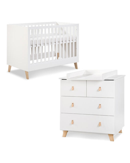 Ensemble commode table à langer amovible + lit évolutif bébé NOAH