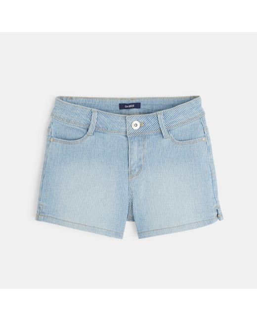 Short en jean brodé bleu fille