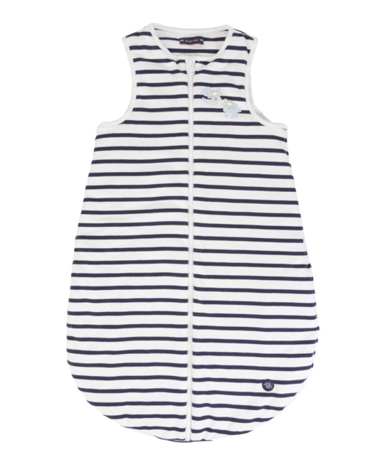 Gigoteuse rayée Baby - coton épais - Milk/Marine Deep