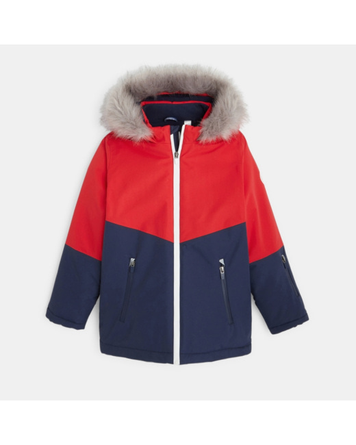 Blouson de ski à capuche bleu garçon
