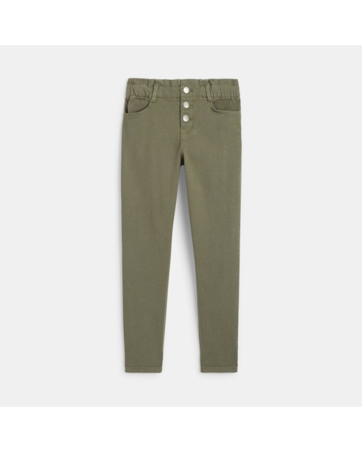 Pantalon mom paper bag vert fille