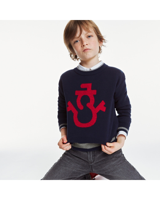 Pull à motif bonhomme de neige picto bleu garçon
