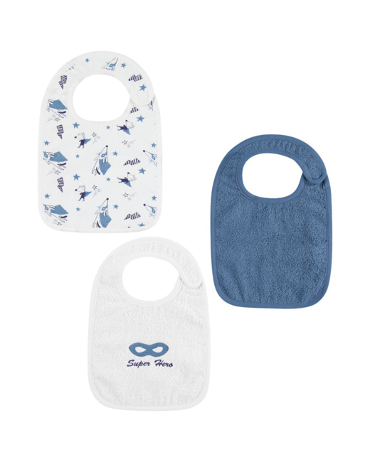 Lot de 3 bavoirs en coton assortis à motifs super-héros