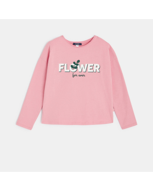 T-shirt flower power rose fille