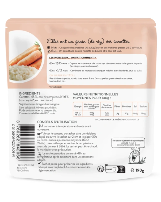 Petits morceaux carottes & riz complet