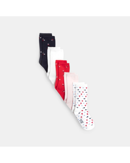 Lot de 5 paires de chaussettes fantaisie rouges fille