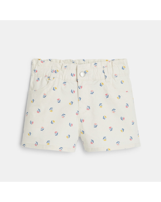 Short en toile imprimée fille