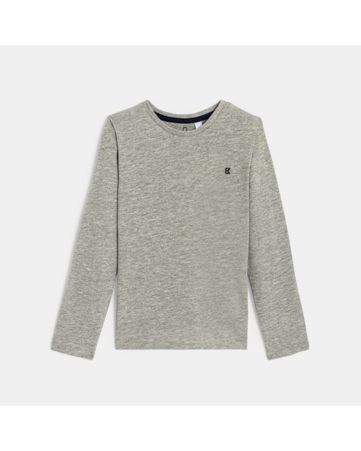 T-shirt manches longues uni gris garçon