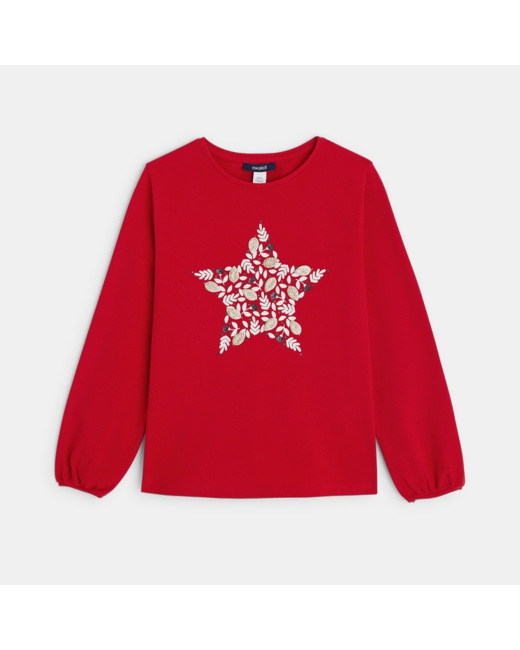 T-shirt à motif brodé rouge fille