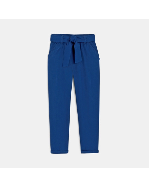 Pantalon fluide uni bleu fille