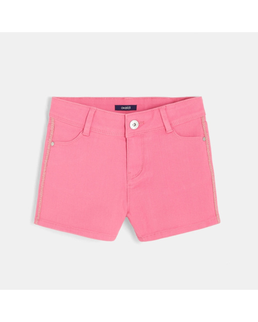 Short en toile rose fille