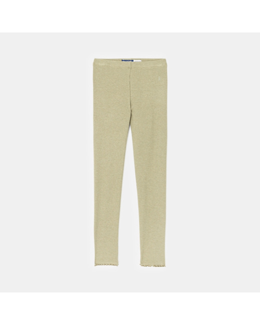 Leggings unis en jersey doux vert fille