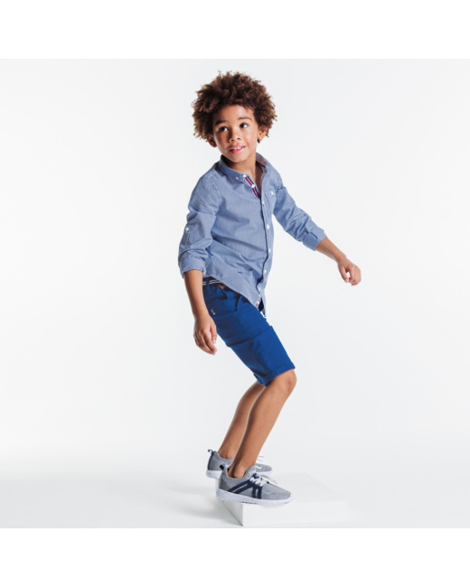 Bermuda en toile + ceinture bleu garçon