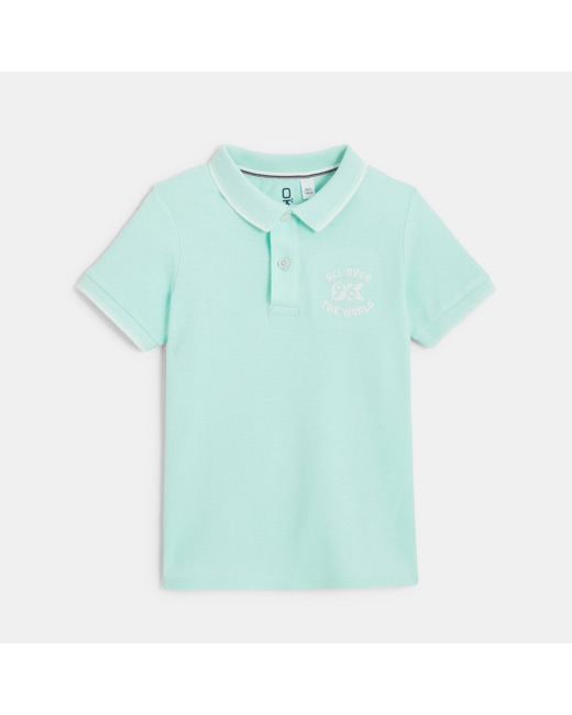 Polo manches courtes 96 All Over The World turquoise garçon