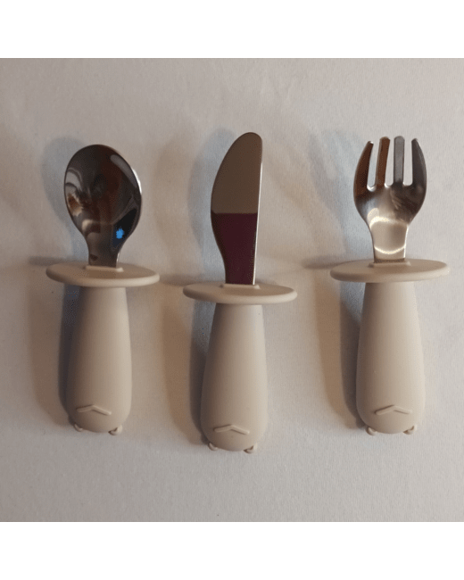 Set de 3 couverts en inox enfant avec colerette de protection