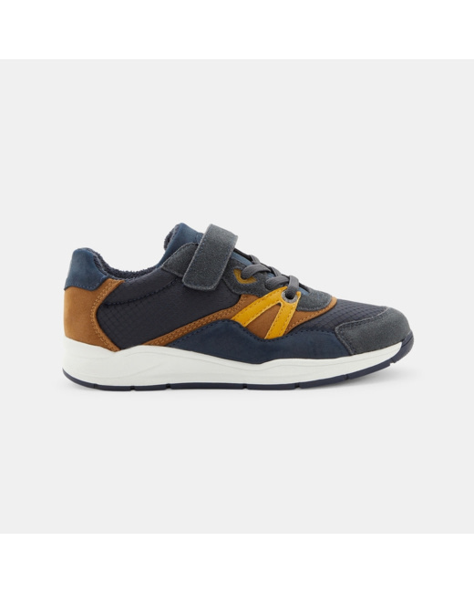 Tennis running multicolores lacets et scratch grises garçon
