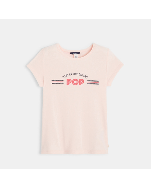 T-shirt motif pop pailleté rose fille