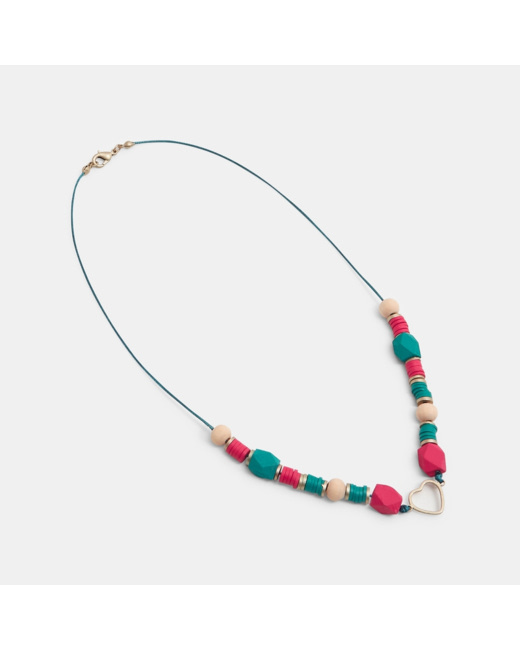 Collier de perles avec 1 cœur rose fille