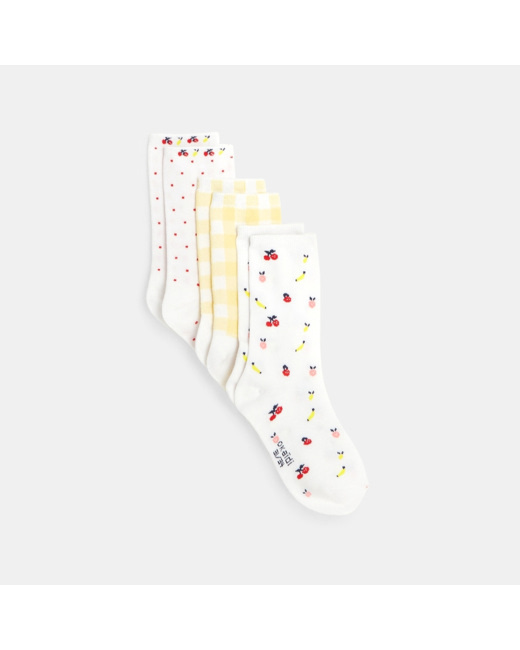 Chaussettes à petits motifs (lot de 3) jaunes fille