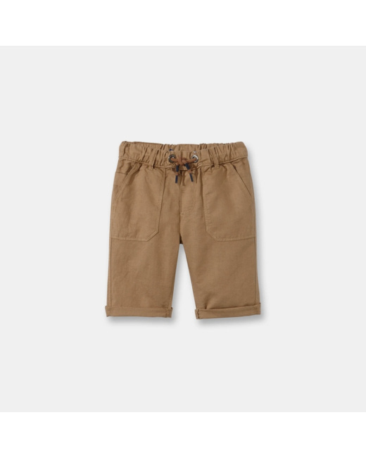 Bermuda en lin et coton marron garçon
