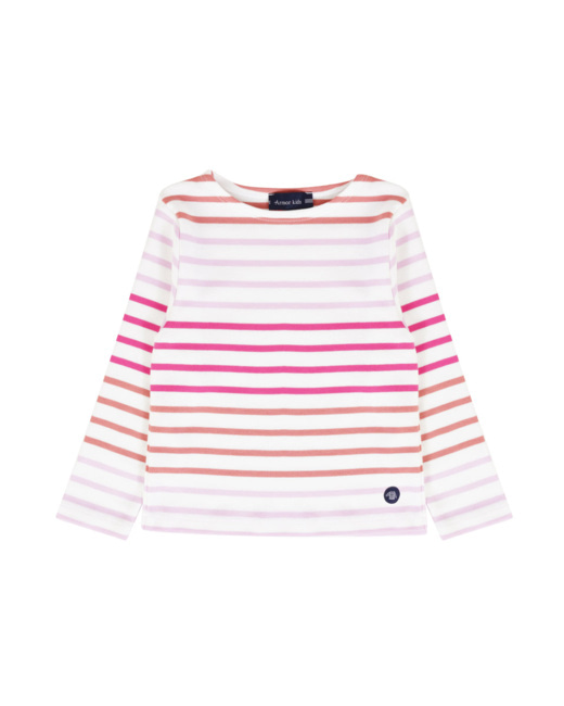 Marinière tricolore Kids - coton épais - Milk/Lantana/Fucsia/Mauve Rose