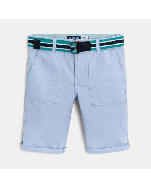Bermuda en toile ceinturé bleu garçon