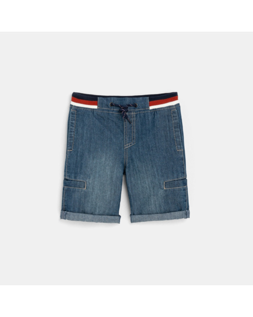 Bermuda slim en jean bleu garçon