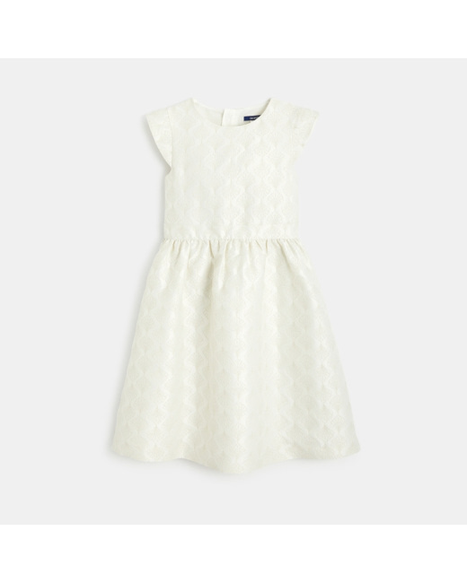 Robe chic en jacquard blanche fille
