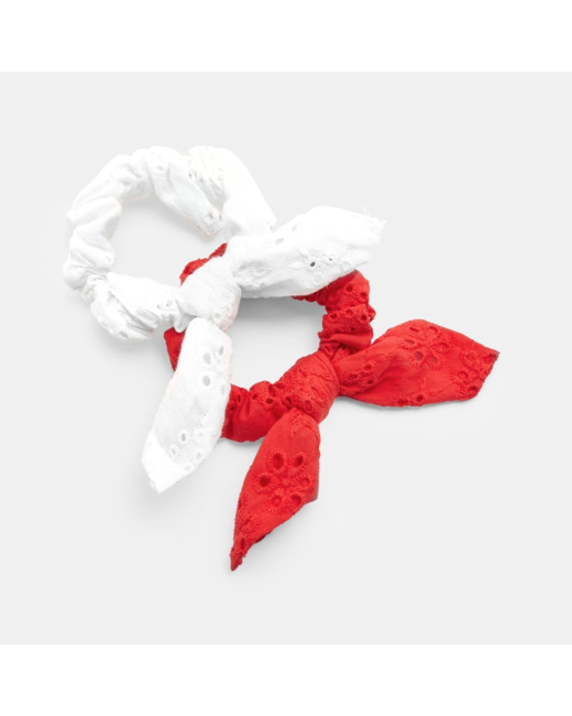 Chouchous noeud imprimés (par 2) blanc fille