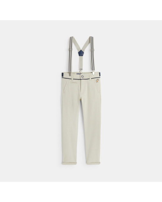 Pantalon à bretelles beige garçon