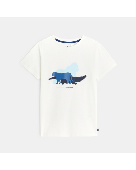 T-shirt à motif animalier blanc garçon