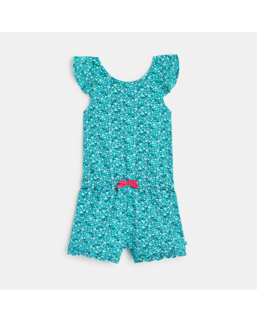 Combishort imprimé motif "petits poissons" vert fille