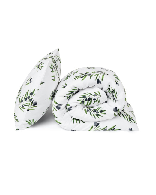 Housse de couette en satin de coton - Olives
