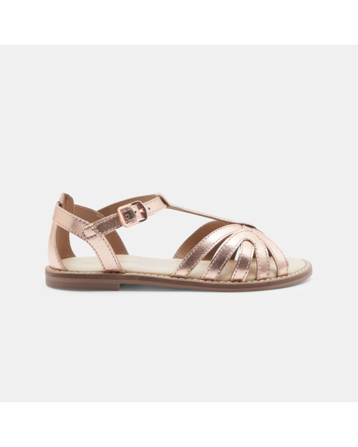 Sandale salomé multibrides cuir roses fille