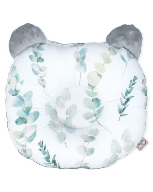 Coussin anti tête plate réversible en minky, Eucalyptus